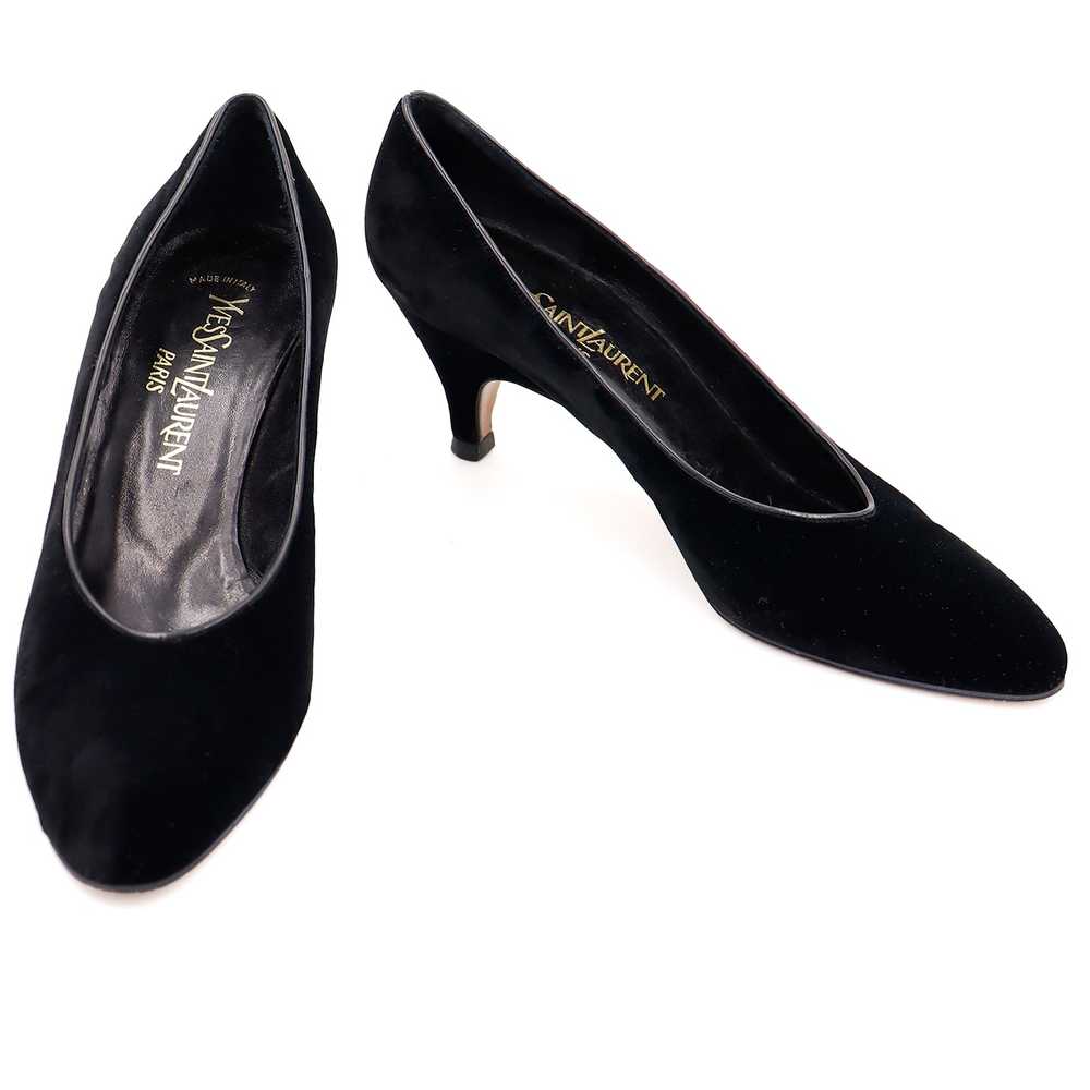 1980s YSL Vintage Black Velvet Evening Pumps Shoes - image 7