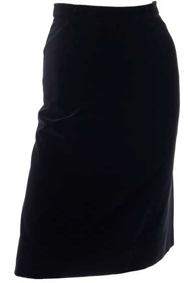 1980s Yves Saint Laurent Black Velvet Pencil Skirt
