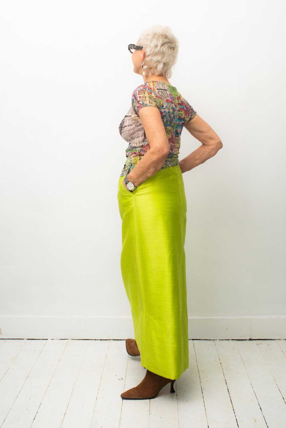 Courrèges 60's chartreuse cotton maxi skirt - image 6