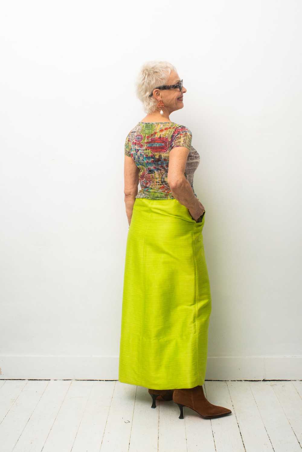 Courrèges 60's chartreuse cotton maxi skirt - image 8