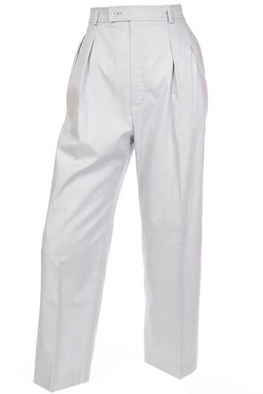 1980s Yves Saint Laurent Pale Blue Pants Cotton Tr