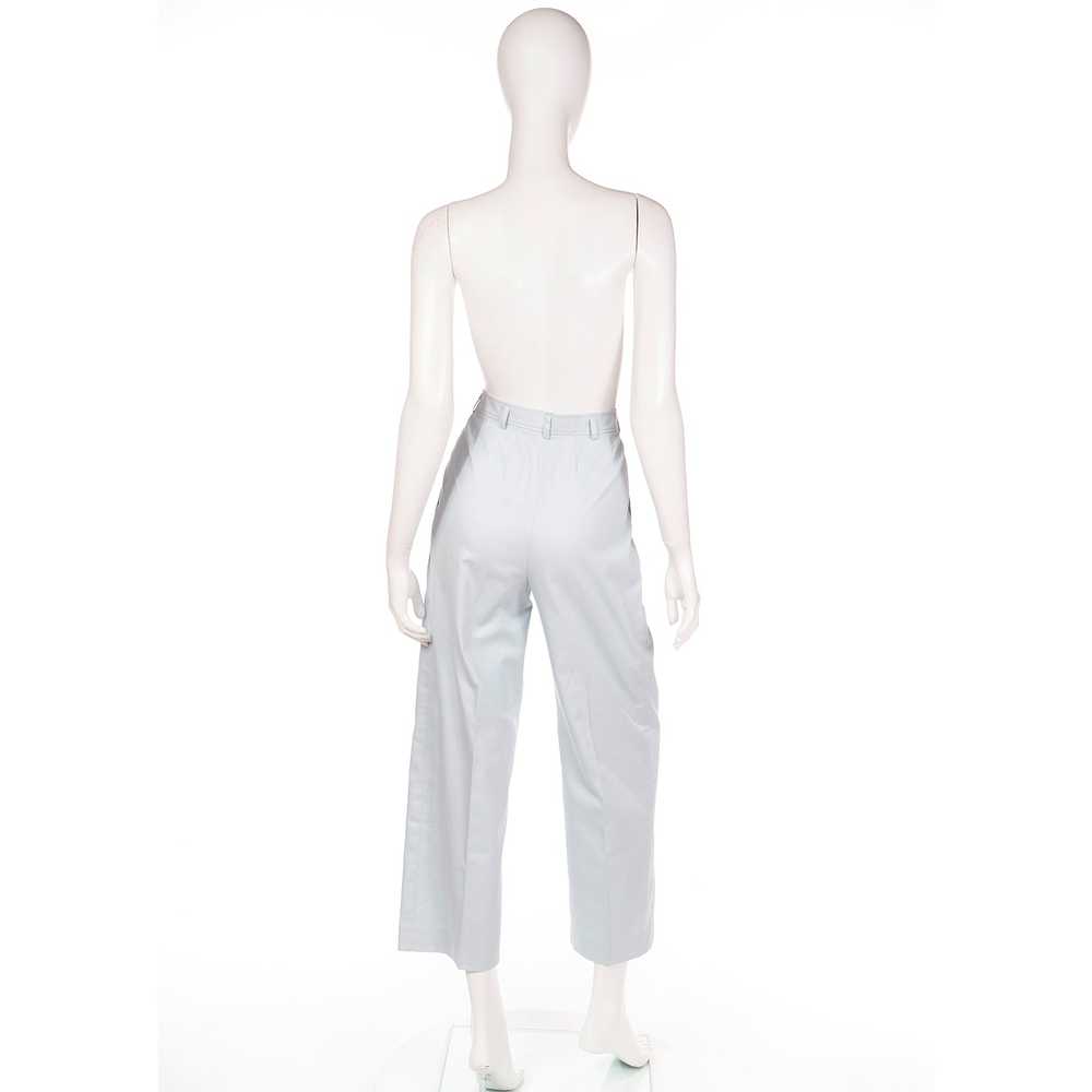 1980s Yves Saint Laurent Pale Blue Pants Cotton T… - image 3