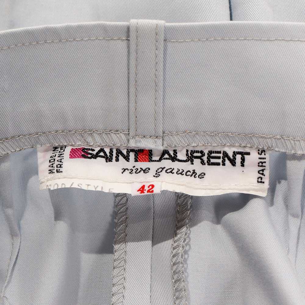1980s Yves Saint Laurent Pale Blue Pants Cotton T… - image 5