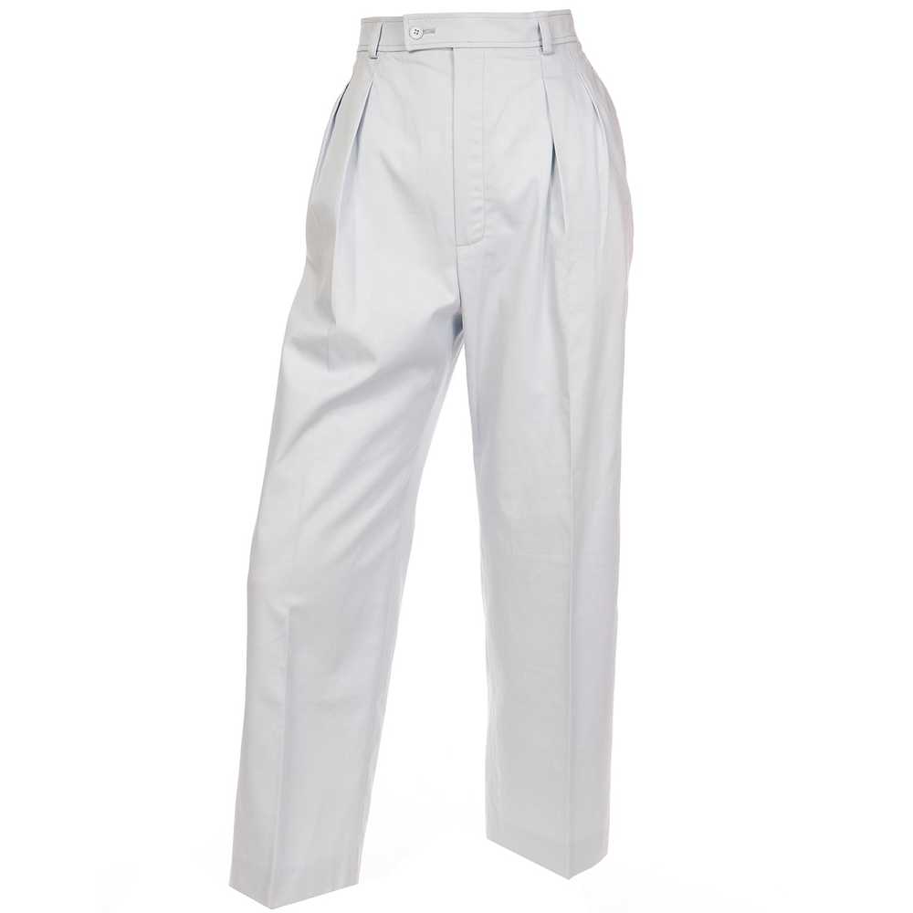 1980s Yves Saint Laurent Pale Blue Pants Cotton T… - image 6