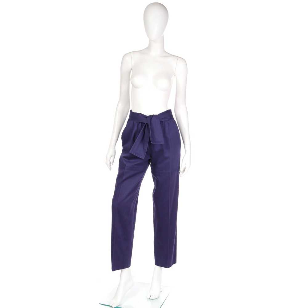 1980s Yves Saint Laurent Purple Cotton Trousers W… - image 2