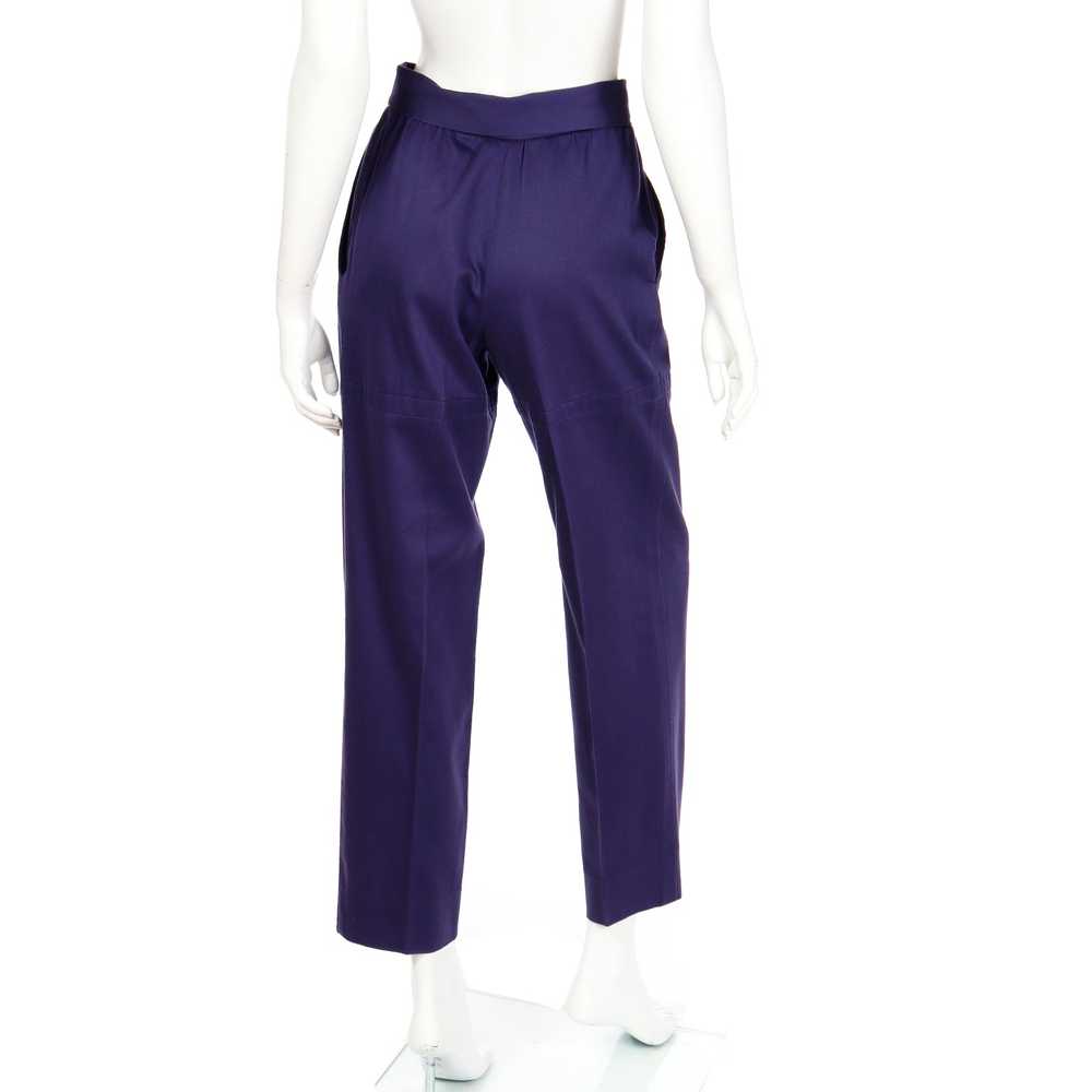 1980s Yves Saint Laurent Purple Cotton Trousers W… - image 3