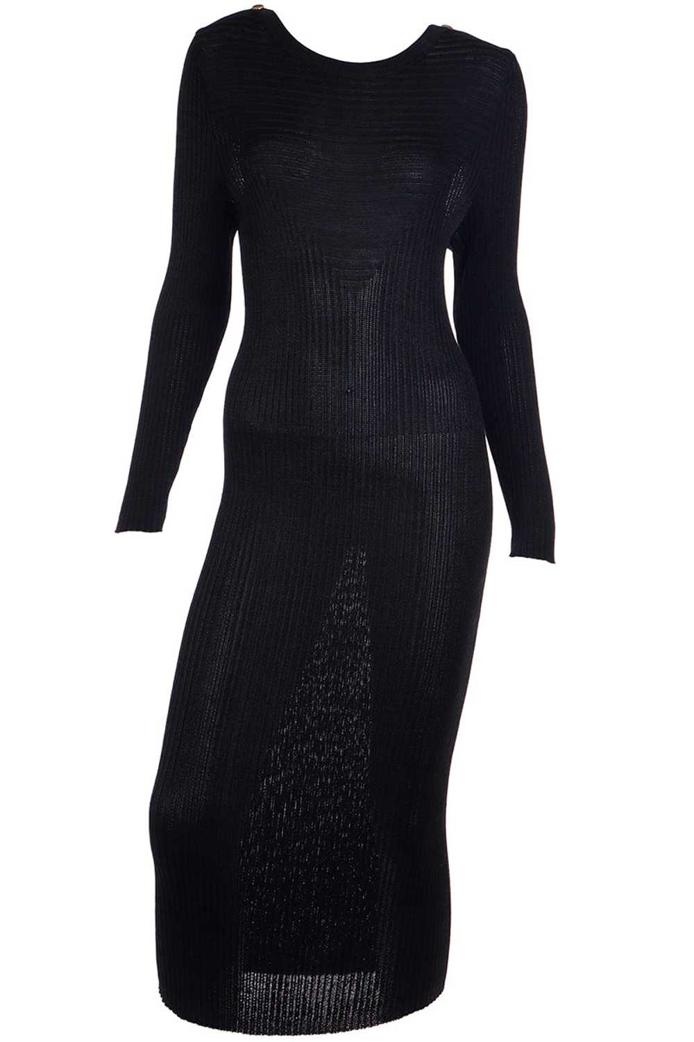 1980s Yves Saint Laurent Vintage Bodycon Black Kn… - image 1