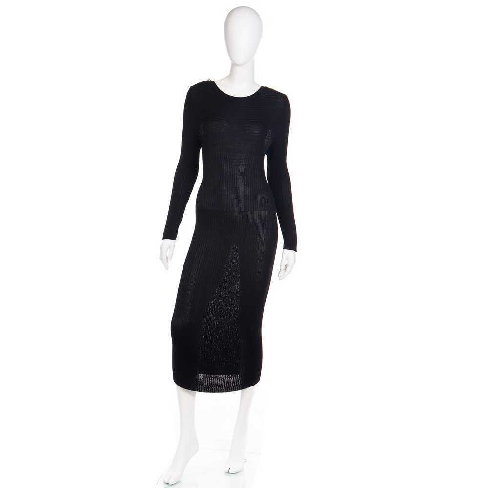 1980s Yves Saint Laurent Vintage Bodycon Black Kn… - image 2