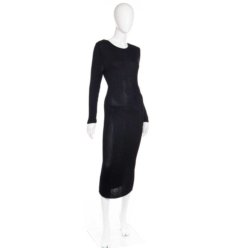 1980s Yves Saint Laurent Vintage Bodycon Black Kn… - image 5