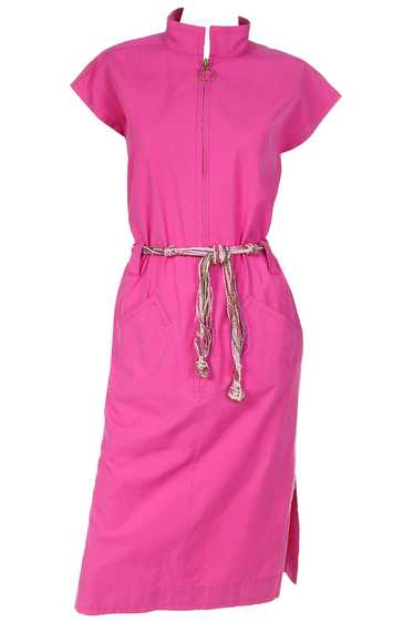 1980s Yves Saint Laurent Vintage Pink Zip Front Dr