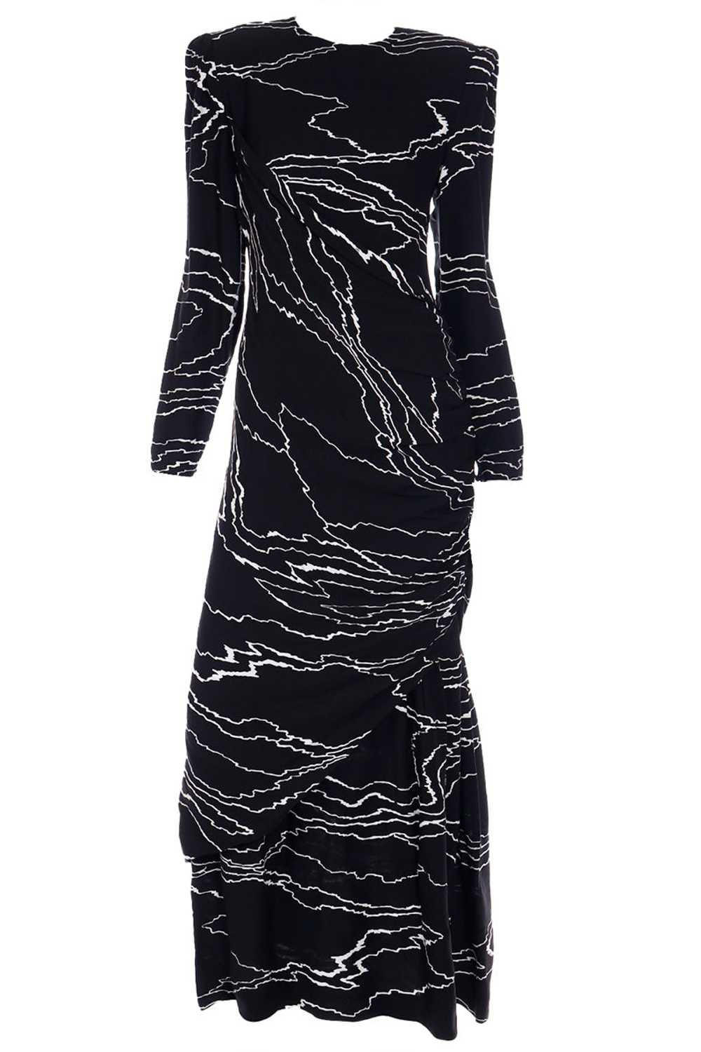 1985 Bill Blass Full Length Vintage Black Dress w… - image 1