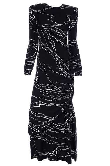 1985 Bill Blass Full Length Vintage Black Dress w… - image 1