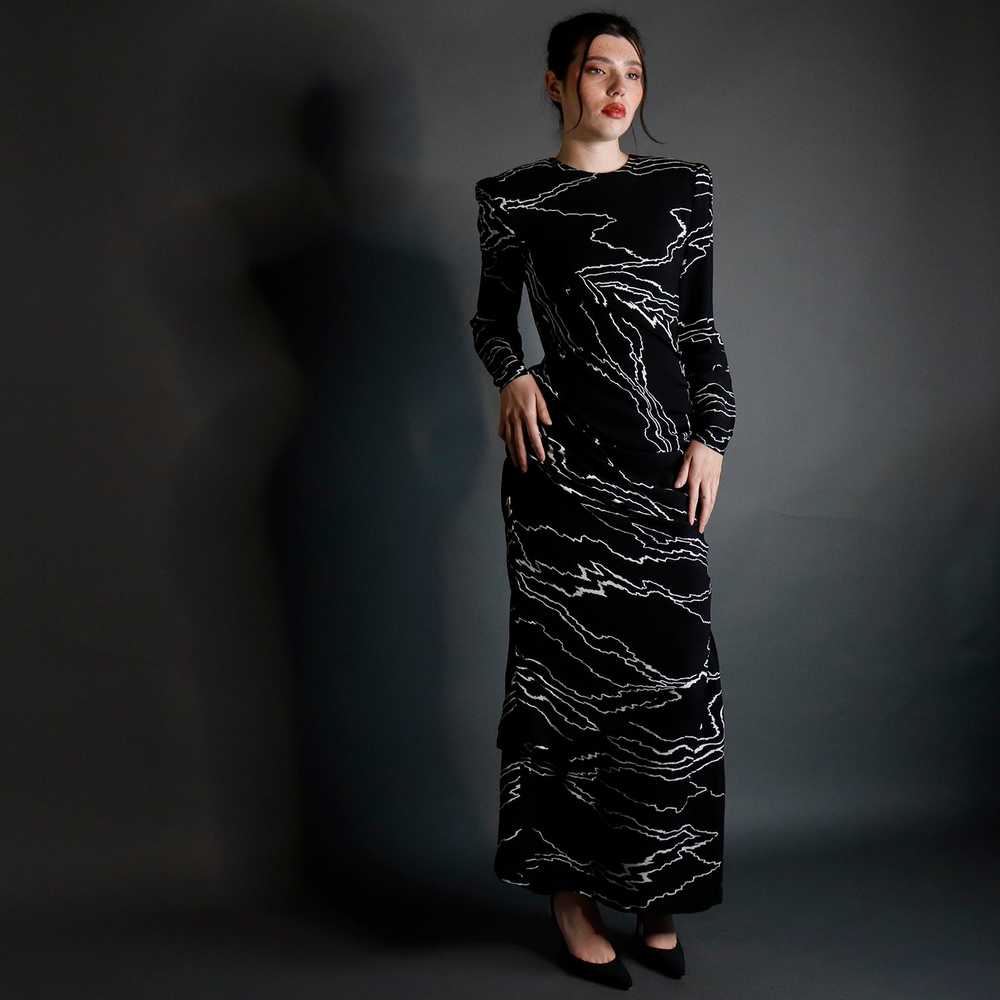 1985 Bill Blass Full Length Vintage Black Dress w… - image 6