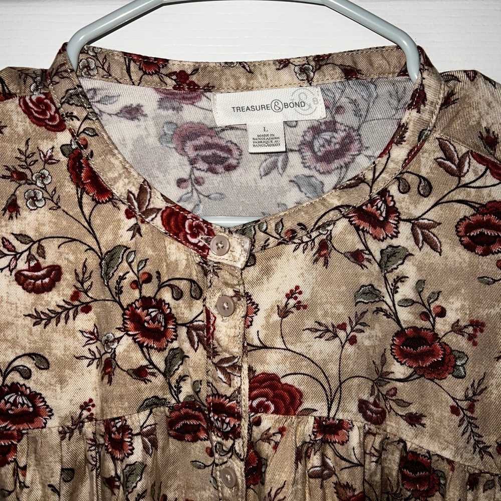 Treasure & Bond Floral Ruffle Long Sleeve Mini Sh… - image 2