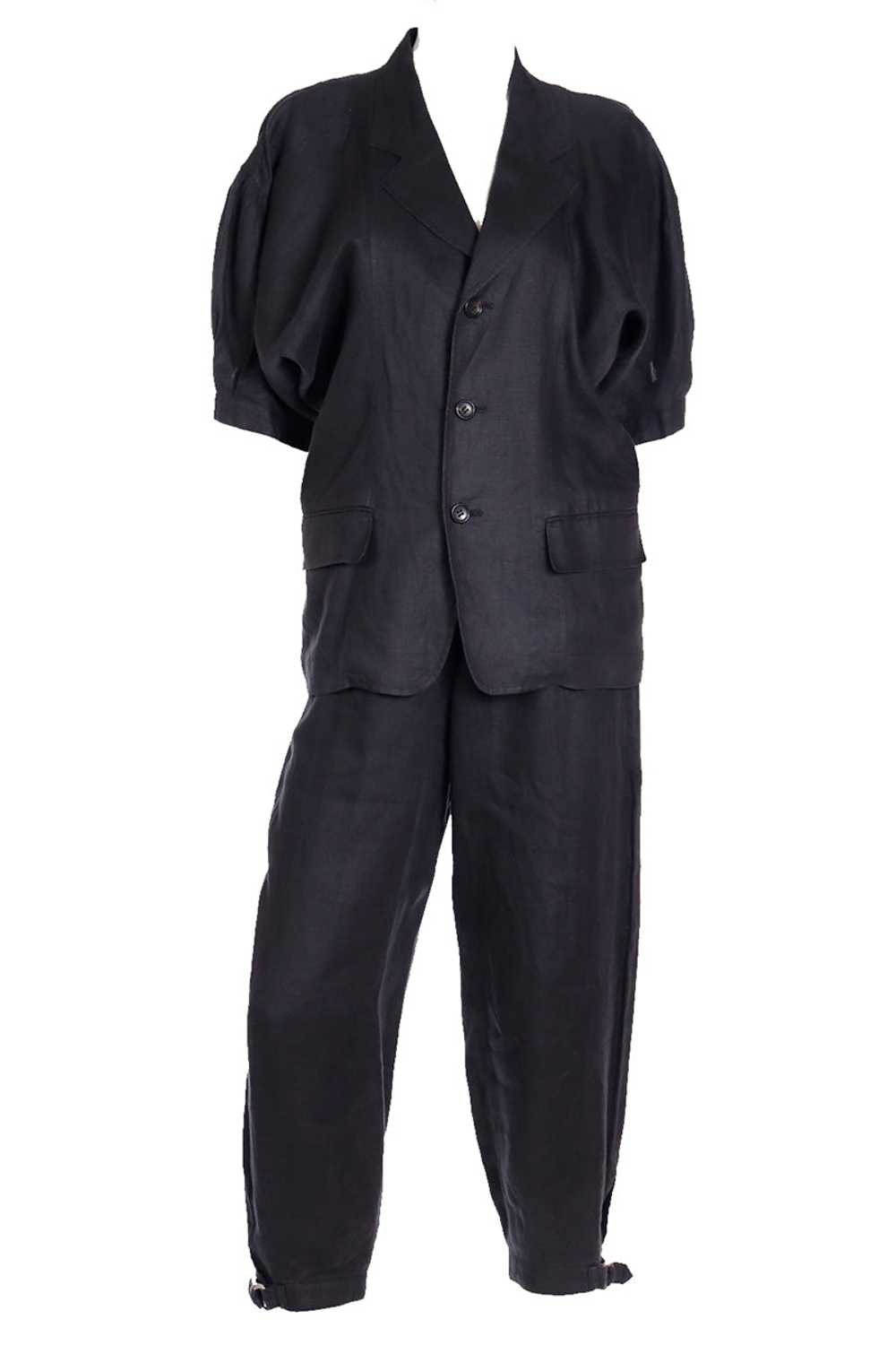 1989 Comme des Garcons 2 pc Black Linen Jacket & … - image 1