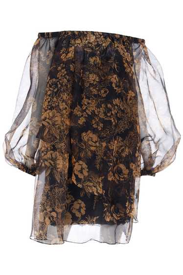 1990 Yves Saint Laurent Black & Gold Chiffon Runwa