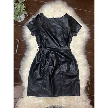 Adele Altman Rome vegan leather black belted dres… - image 1