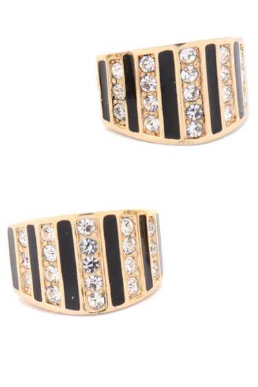 1990s Christian Dior Vintage Gold Earrings w Black