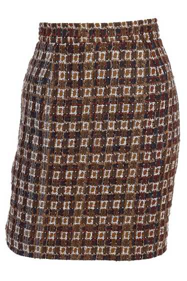 1990s Christian Lacroix Brown & Gold Check Boucle… - image 1