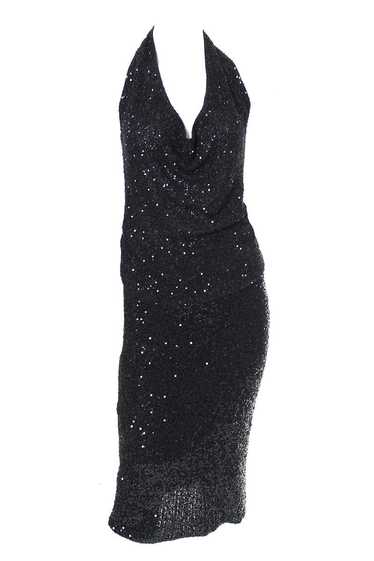 1990s Donna Karan 2pc Black Evening Dress & Cardig