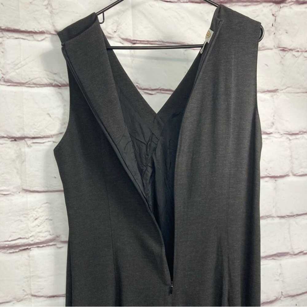 Talbots Dress SZ 12 Dark Gray Faux Wrap Rayon Max… - image 9