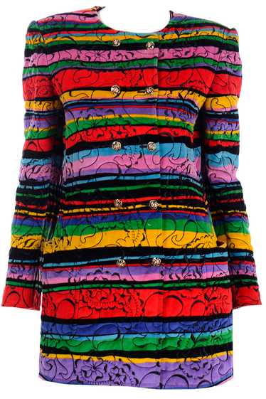 1990s Emanuel Ungaro Parallele Colorful Quilted F… - image 1