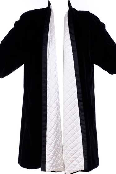 1990s Escada Couture Black Velvet Evening Coat W/ 