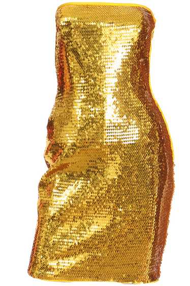 1990s Escada Margaretha Ley Gold Sequin Strapless 