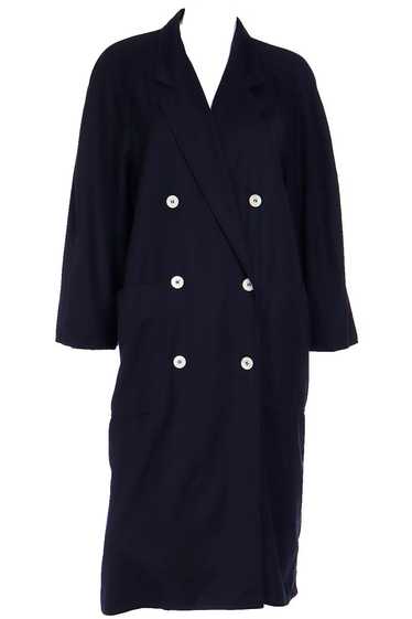 1990s Max Mara Summer Weight Wool Navy Blue Double