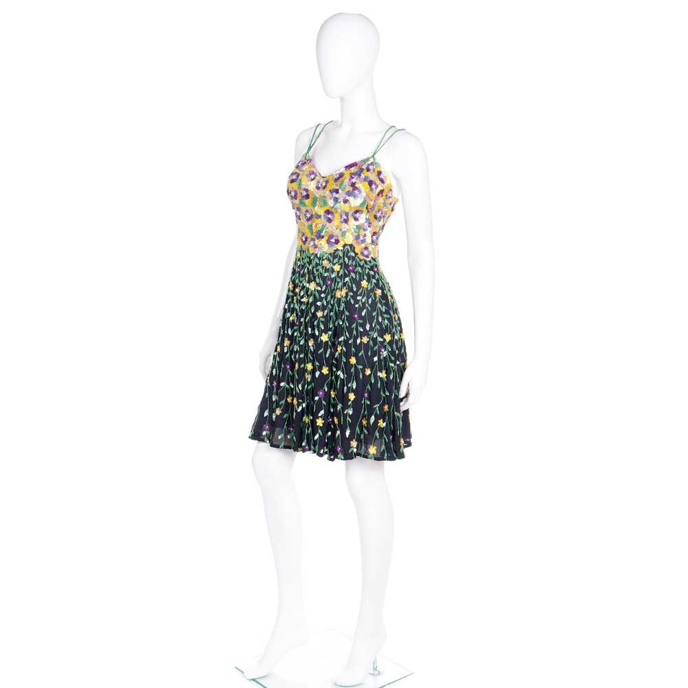 1990s Naeem Khan Riazee Boutique Beaded Sequin Fl… - image 3