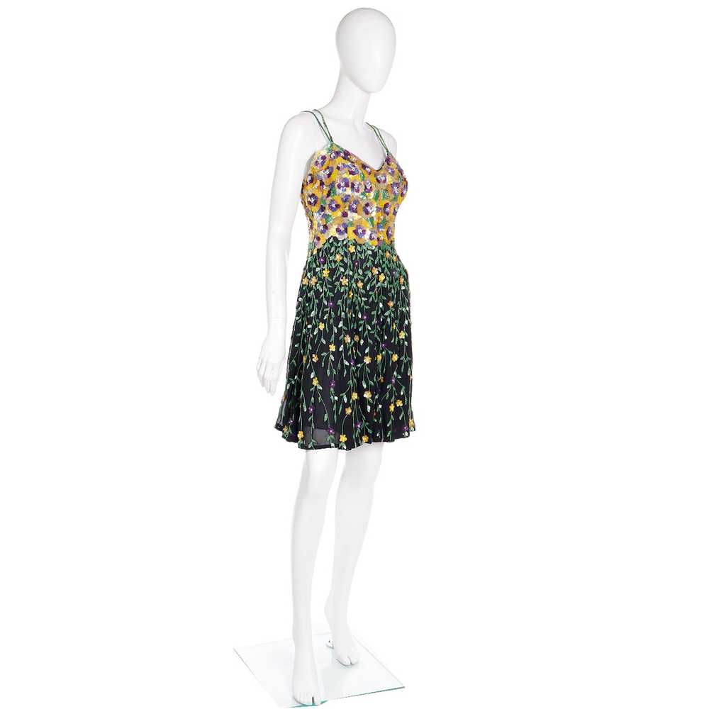 1990s Naeem Khan Riazee Boutique Beaded Sequin Fl… - image 7