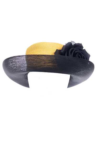 1990s Patricia Underwood Yellow And Black Net Hat 