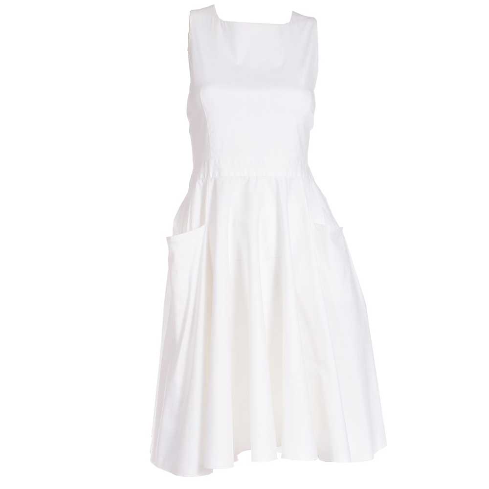 1990s Prada White Cotton Apron Pinafore Dress w P… - image 11