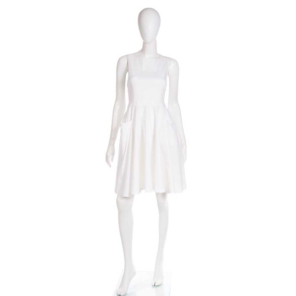 1990s Prada White Cotton Apron Pinafore Dress w P… - image 2