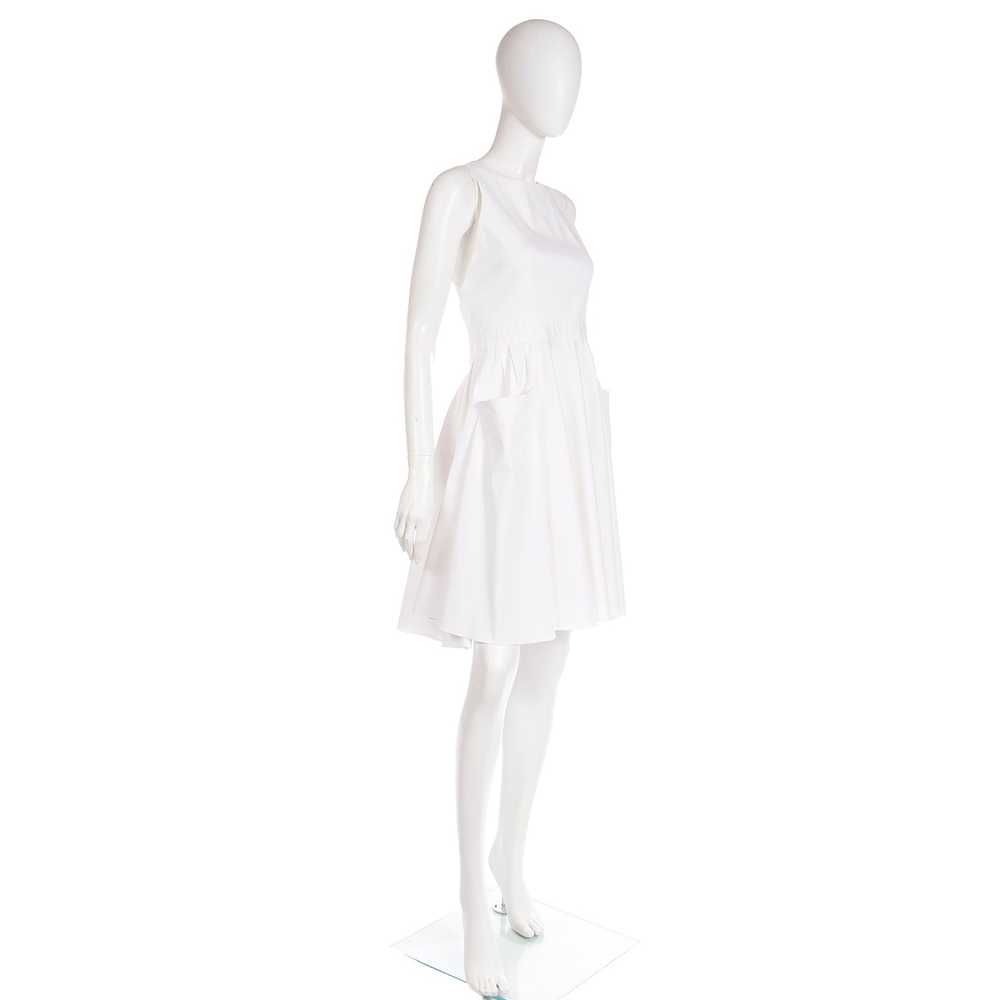 1990s Prada White Cotton Apron Pinafore Dress w P… - image 3