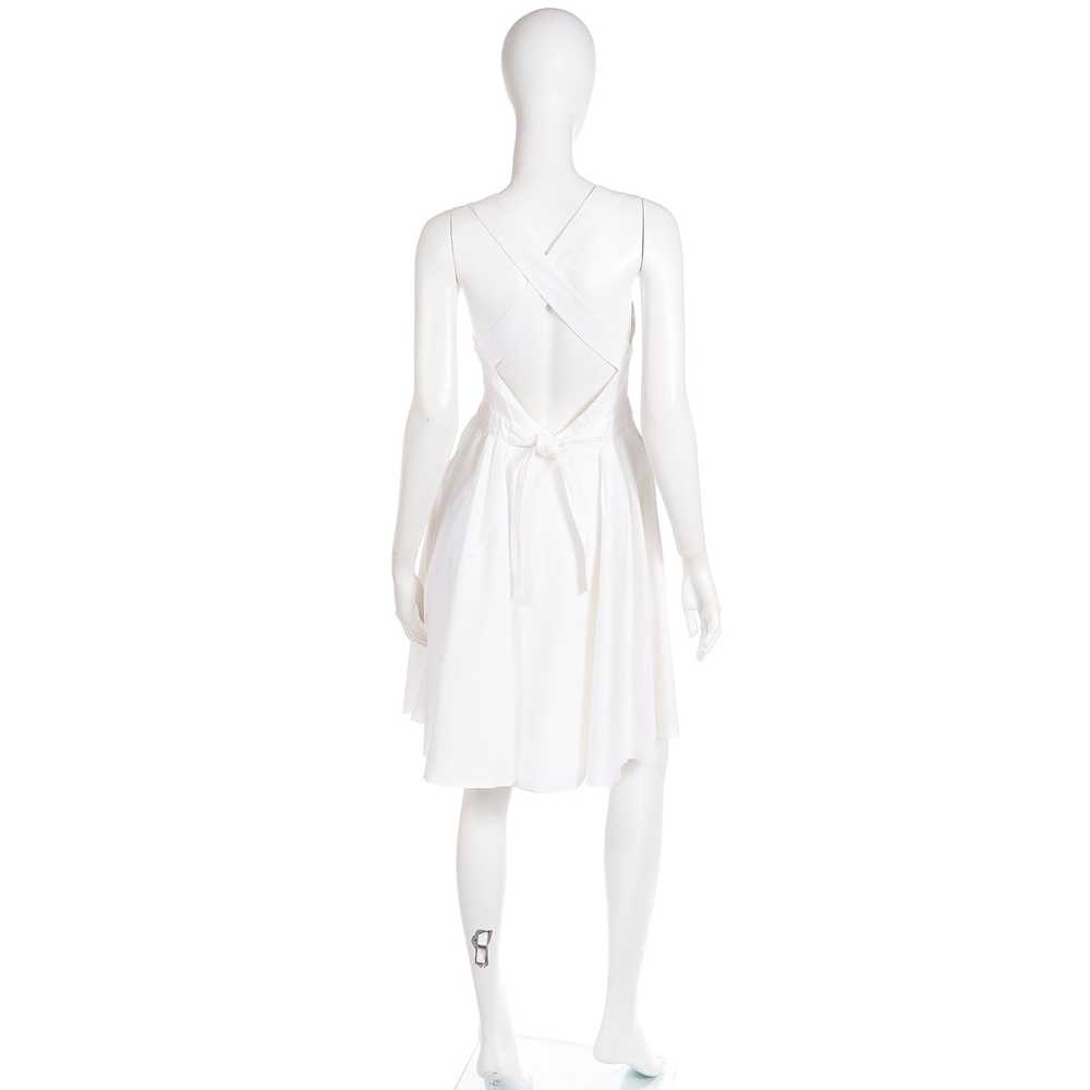 1990s Prada White Cotton Apron Pinafore Dress w P… - image 4