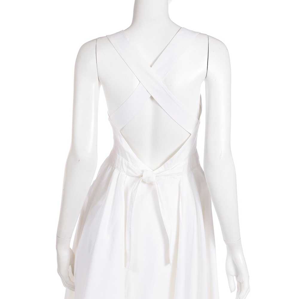 1990s Prada White Cotton Apron Pinafore Dress w P… - image 5
