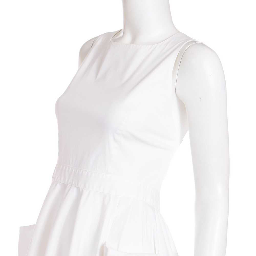 1990s Prada White Cotton Apron Pinafore Dress w P… - image 7
