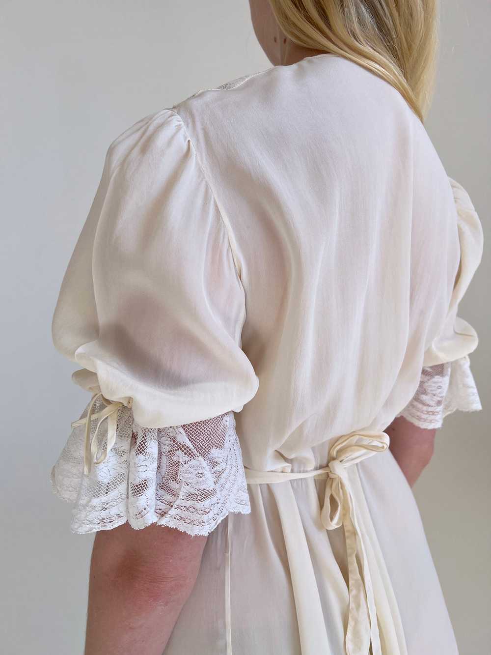 1930's Off White Silk 3/4 Sleeve Dress - image 4