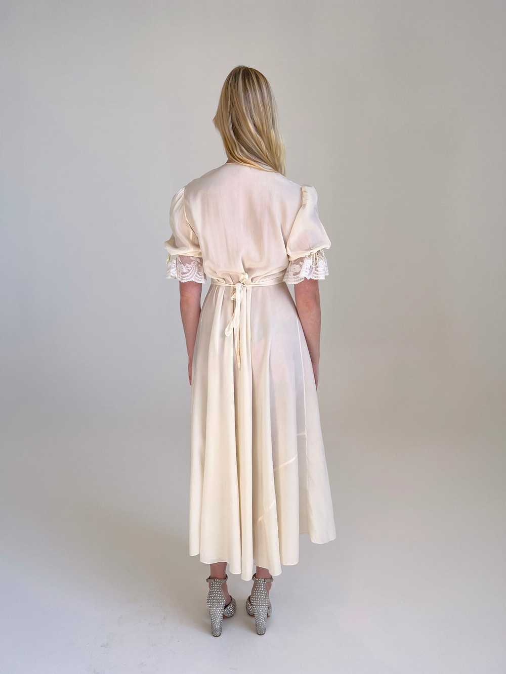 1930's Off White Silk 3/4 Sleeve Dress - image 6