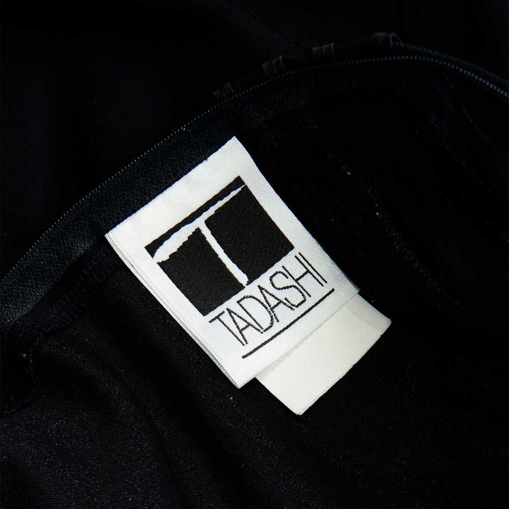1990s Tadashi Long Black Evening Dress w Sheer Me… - image 10