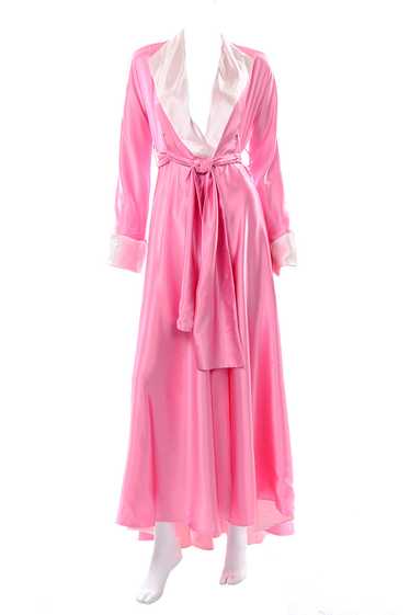 1990s Vergotis Pink Silk Long Full Sweep Robe - image 1