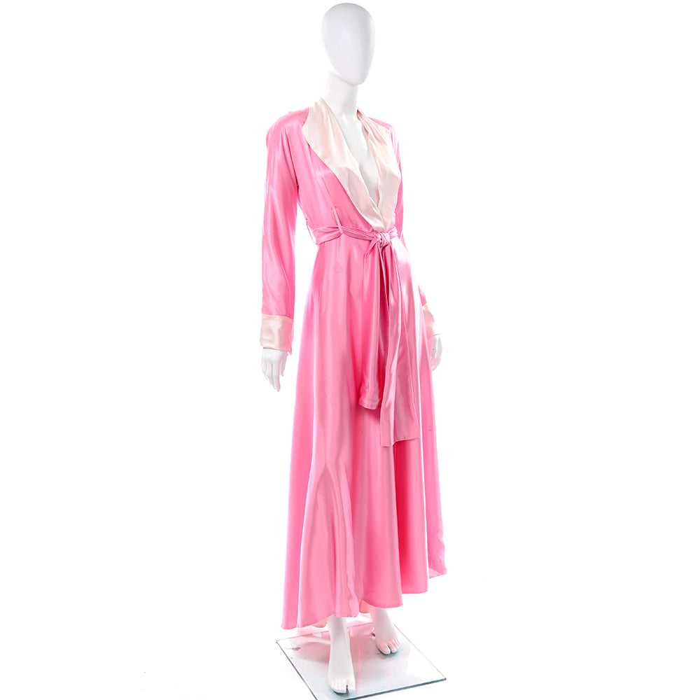 1990s Vergotis Pink Silk Long Full Sweep Robe - image 3