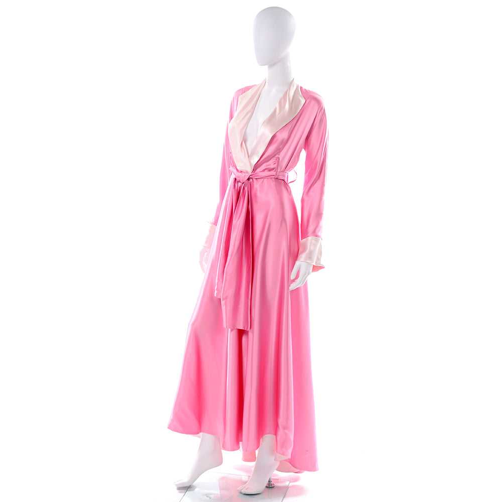 1990s Vergotis Pink Silk Long Full Sweep Robe - image 5