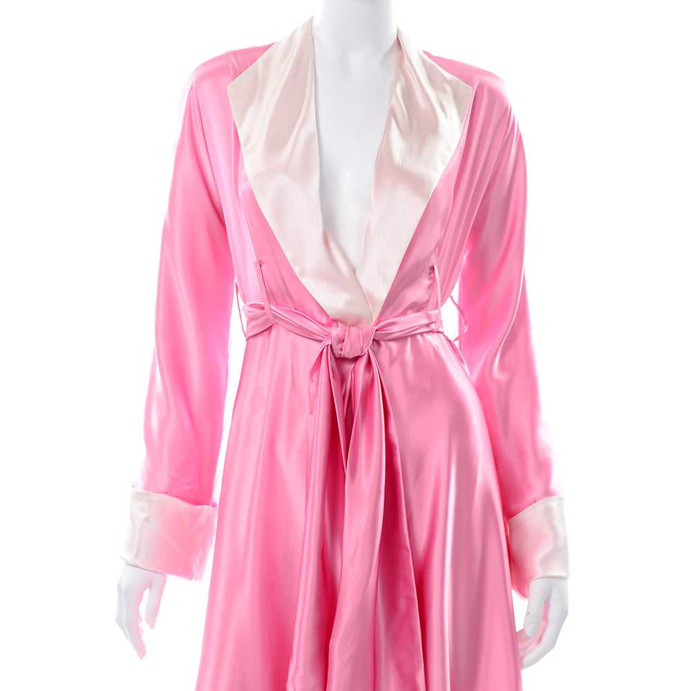 1990s Vergotis Pink Silk Long Full Sweep Robe - image 6