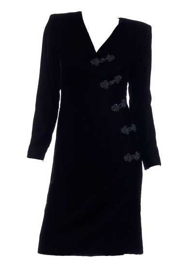 1990s Yves Saint Laurent Black Velvet Dress w/ Bea