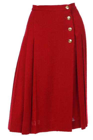 1990s Yves Saint Laurent Burgundy Red Boucle Wool 