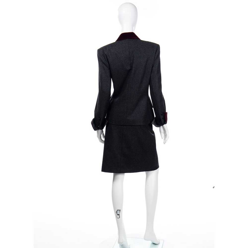 1990s Yves Saint Laurent Grey Wool Skirt & Jacket… - image 4