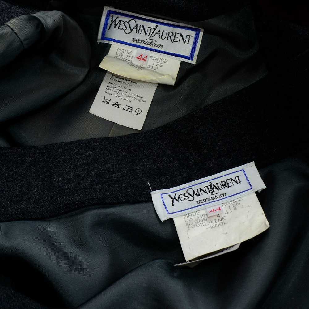 1990s Yves Saint Laurent Grey Wool Skirt & Jacket… - image 8