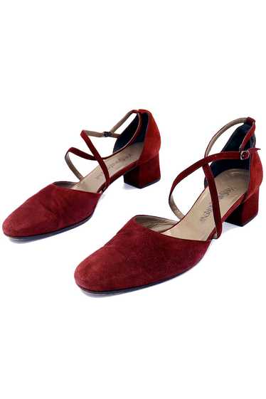 1990s Yves Saint Laurent Vintage Burgundy Suede Cr